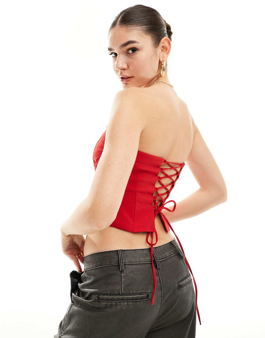 Bandeau Top With Lace Up Back