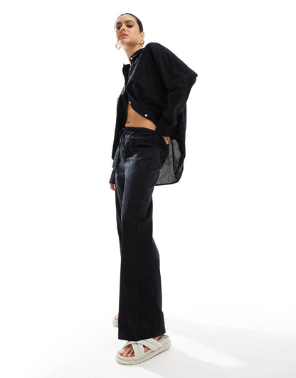 Broderie Drawstring Waist Trouser Co-Ord