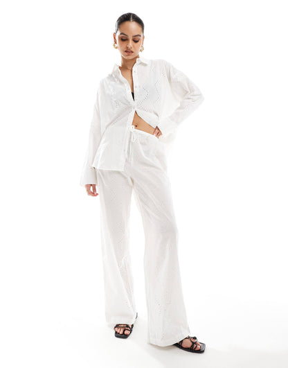 Broderie Drawstring Waist Trouser Co-Ord