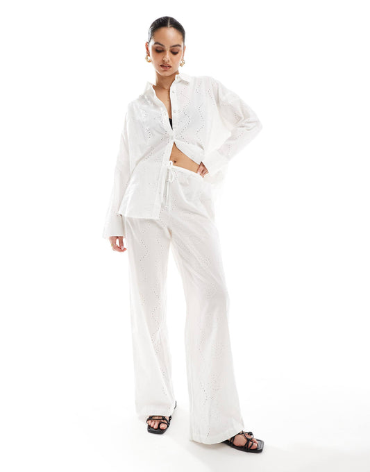 Broderie Drawstring Waist Trouser Co-Ord