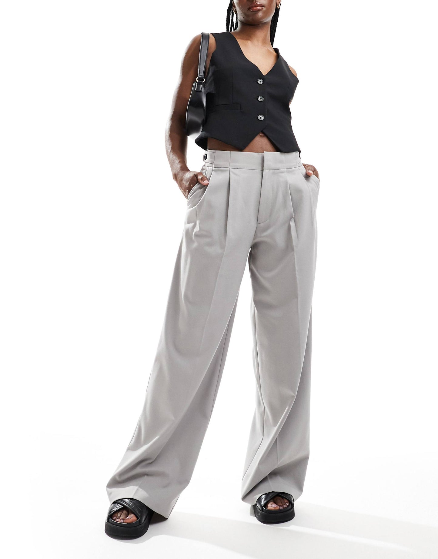 Wide Leg Double Pleat Tailored Trouser