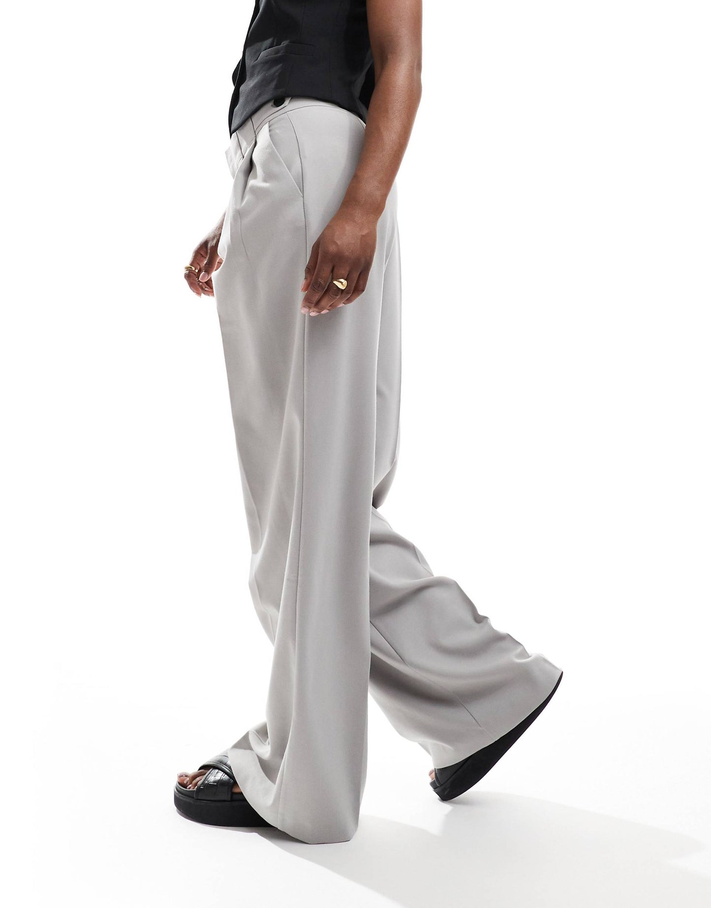 Wide Leg Double Pleat Tailored Trouser