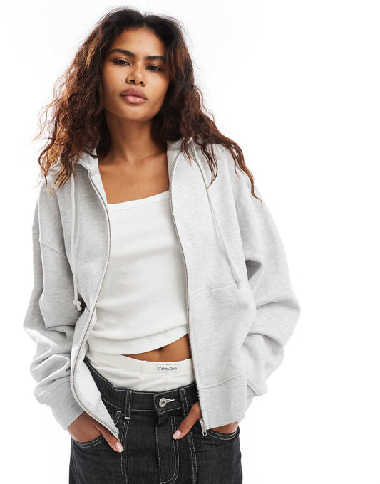 Zip Through Boxy Hoodie