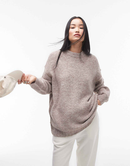 Knitted Exposed Contrast Seam Oversized Jumper