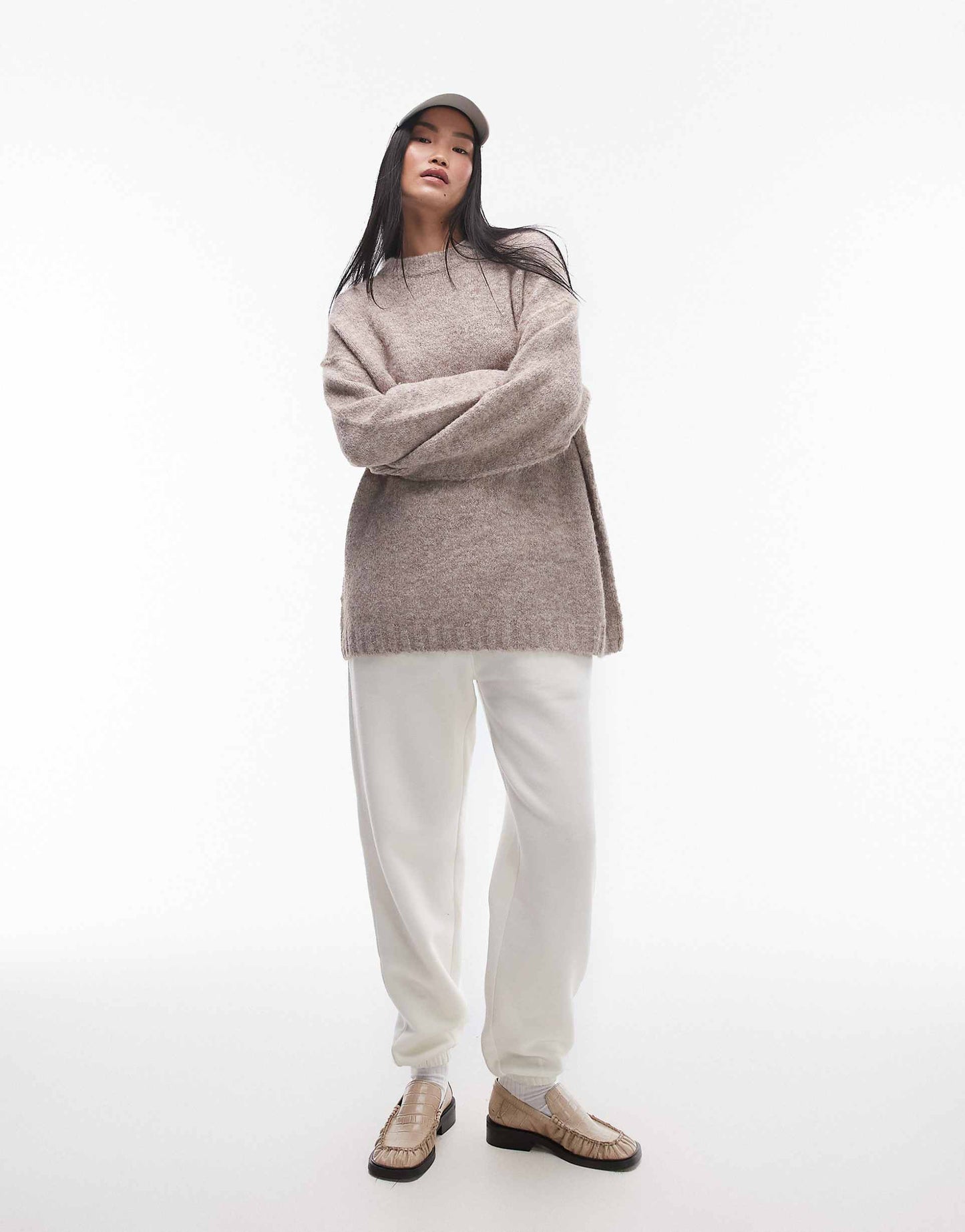 Knitted Exposed Contrast Seam Oversized Jumper