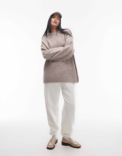 Knitted Exposed Contrast Seam Oversized Jumper