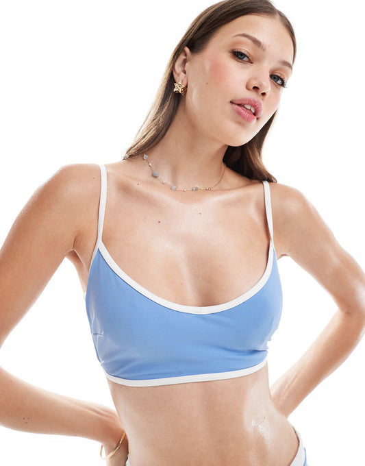 Contrast Binding Hidden Underwire Crop Bikini