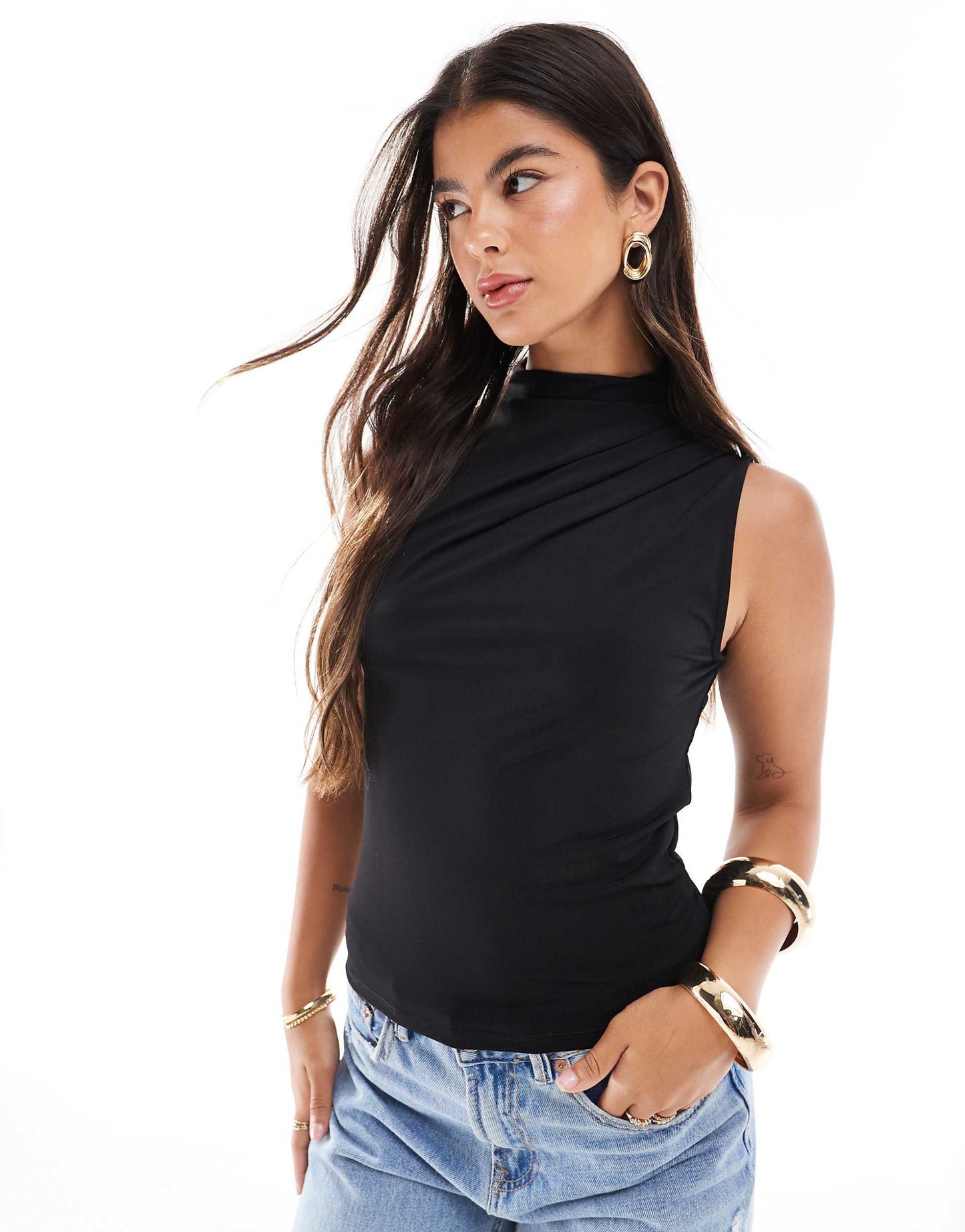 Drape Neck Sleeveless Top
