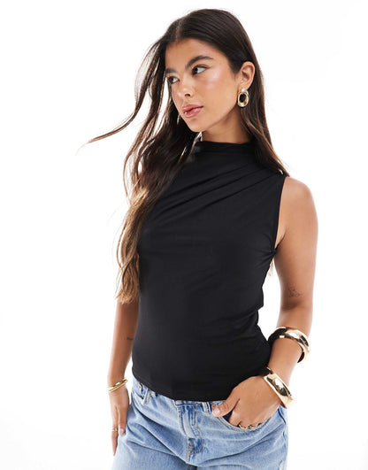 Drape Neck Sleeveless Top