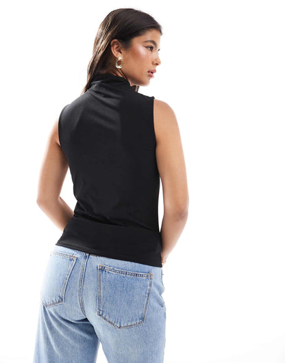 Drape Neck Sleeveless Top