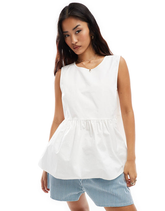 Sleeveless Cotton Poplin Top