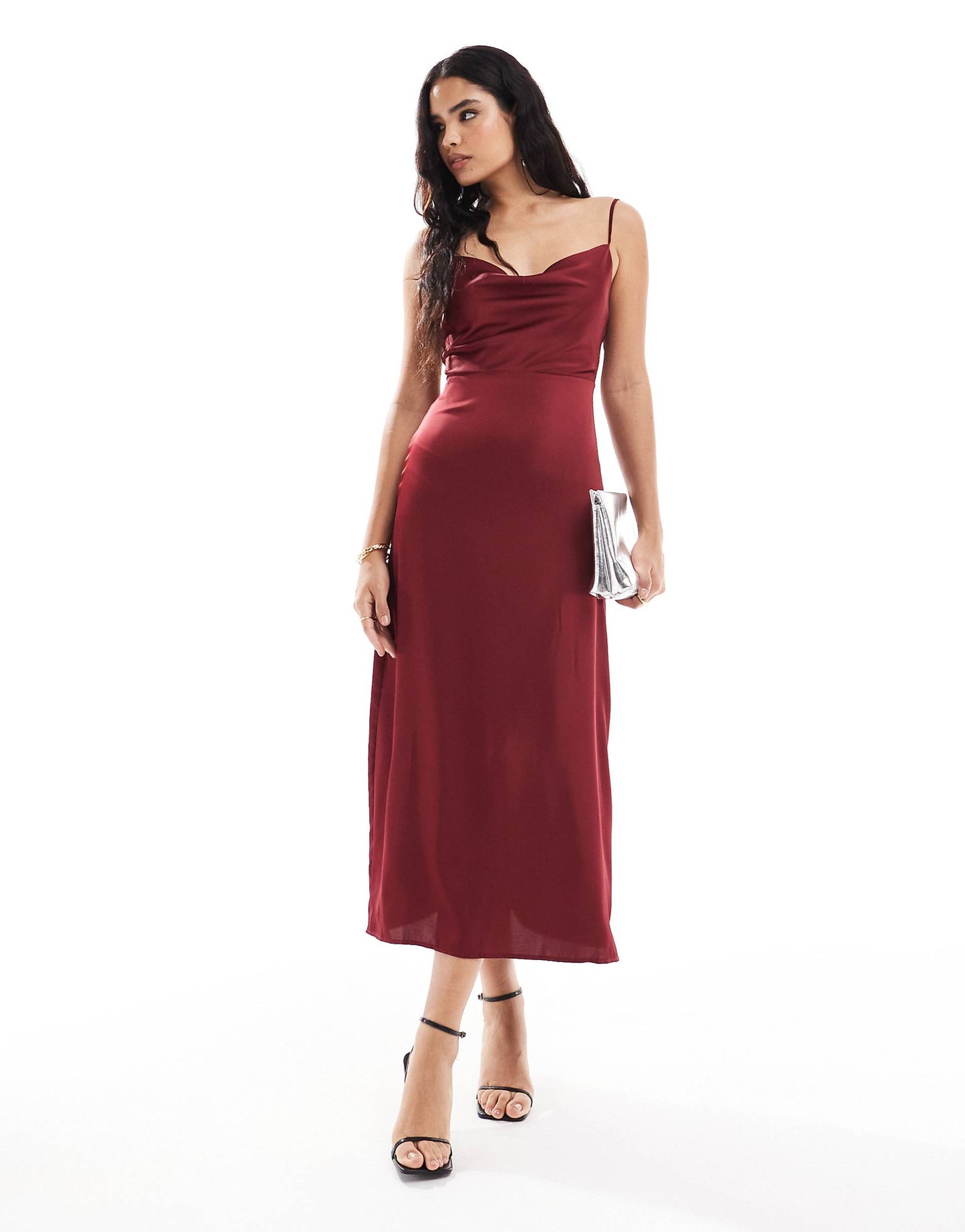 Satin Cowl Neck Cami Maxi Dress