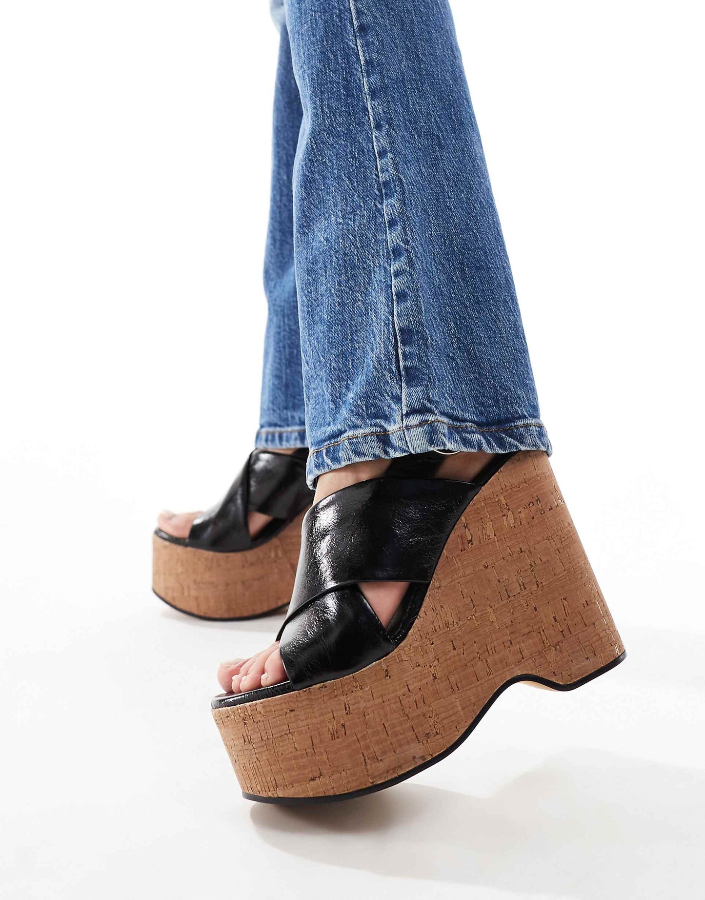 Talent Premium Leather Cross Strap Wedges