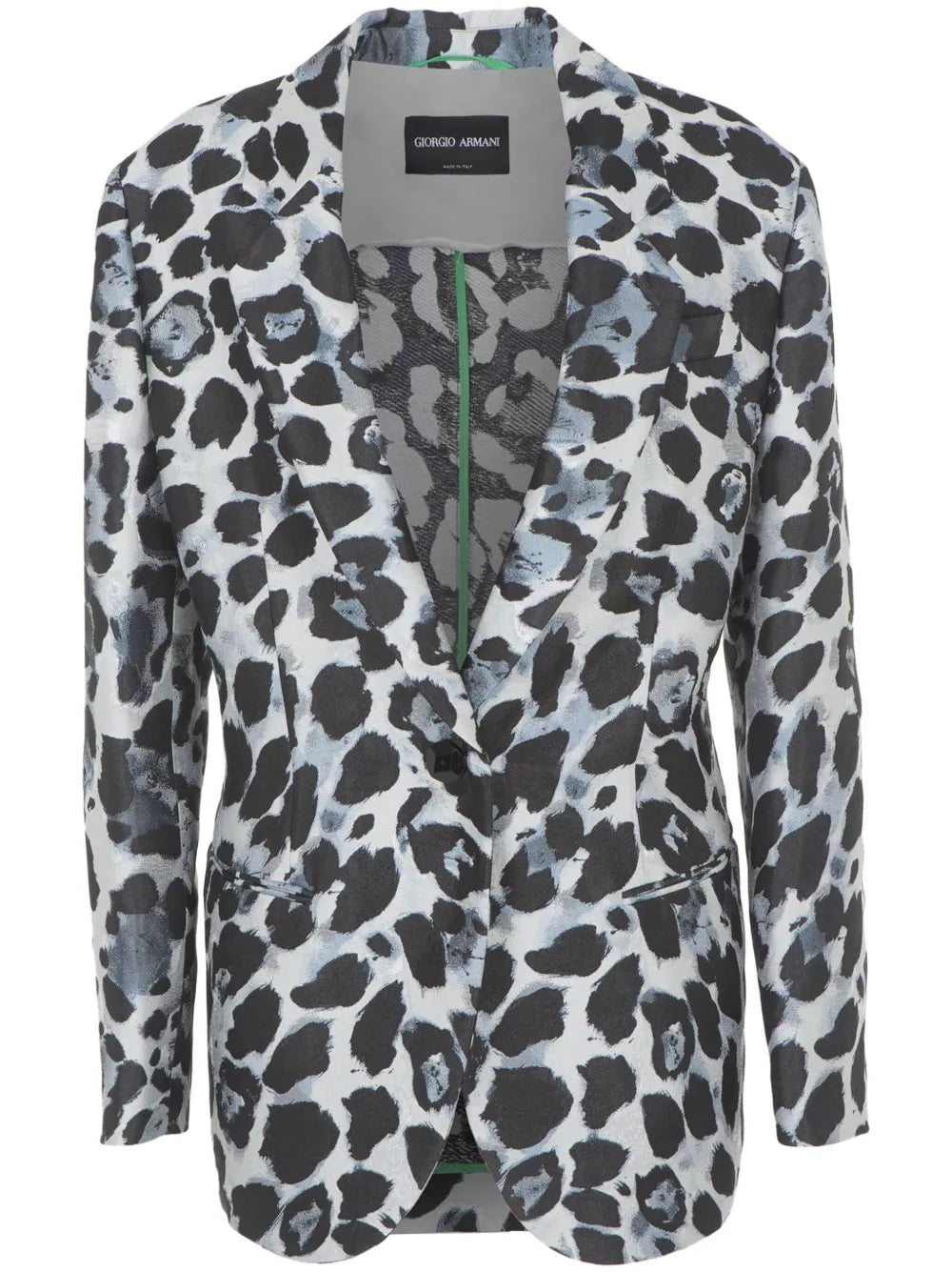 Single-Breasted Leopard-Pattern Blazer
