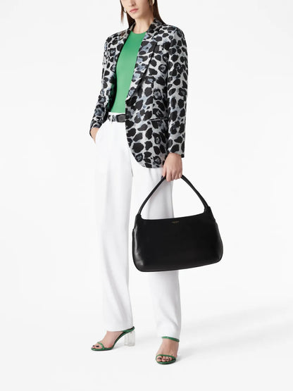 Single-Breasted Leopard-Pattern Blazer