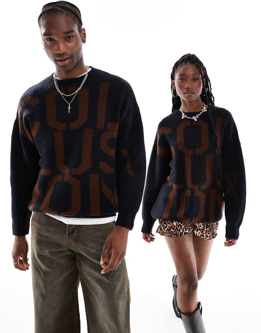 Unisex Branded Oversized Crew Neck Jumper