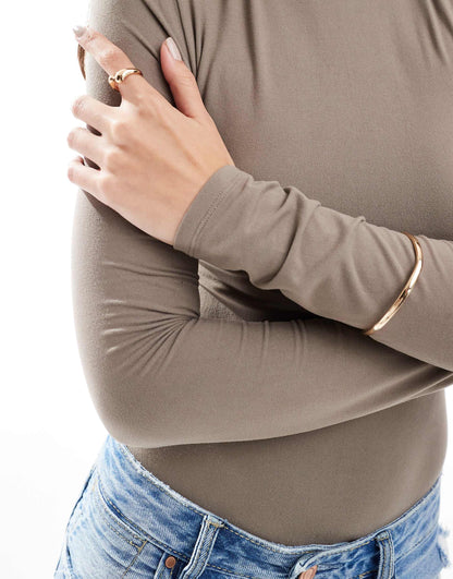 Soft Touch Long Sleeve Funnel Neck Bodysuit