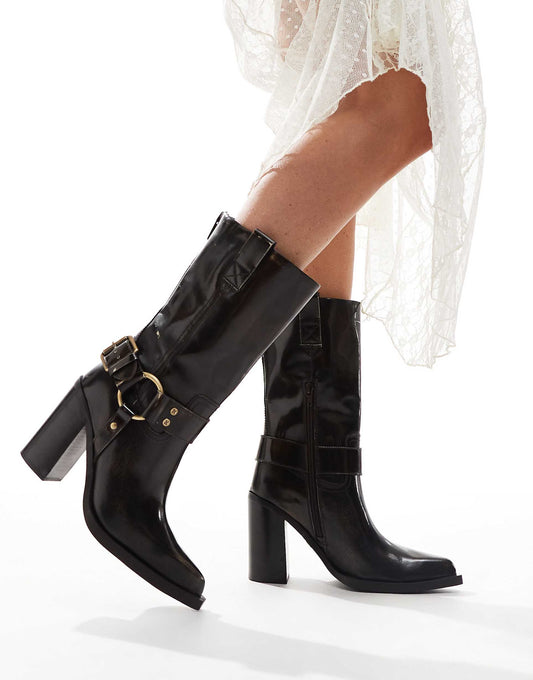 Mya Mae Western Heeled Ankle Boots