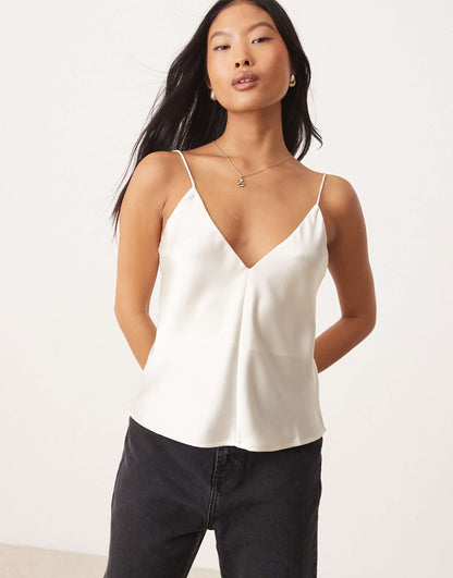 Petite Satin V Neck Cami