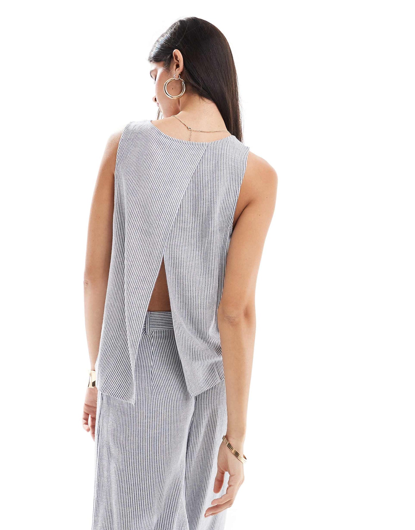 Linen Look Open Back Co-Ord Top