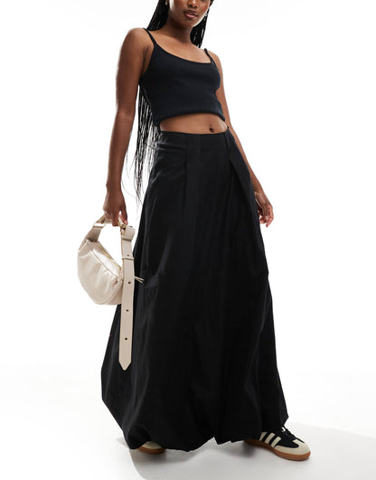 Cotton Poplin Bubble Maxi Skirt