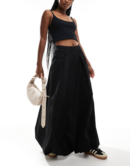 Cotton Poplin Bubble Maxi Skirt