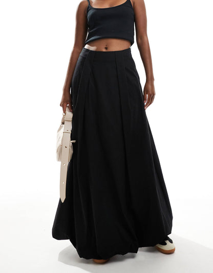 Cotton Poplin Bubble Maxi Skirt