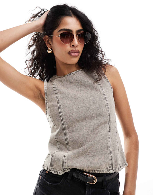 Denim Halter Neck Top