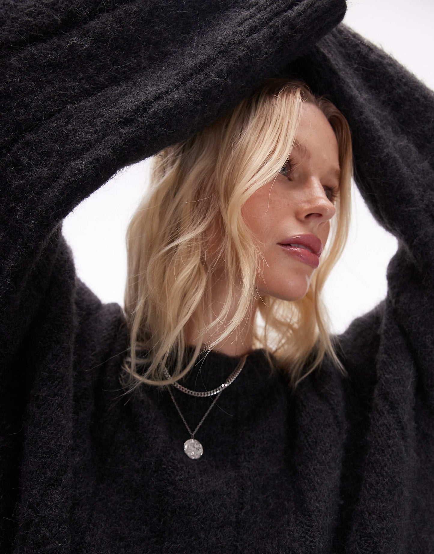 Knitted Fluffy Rib Oversized Crew Jumper