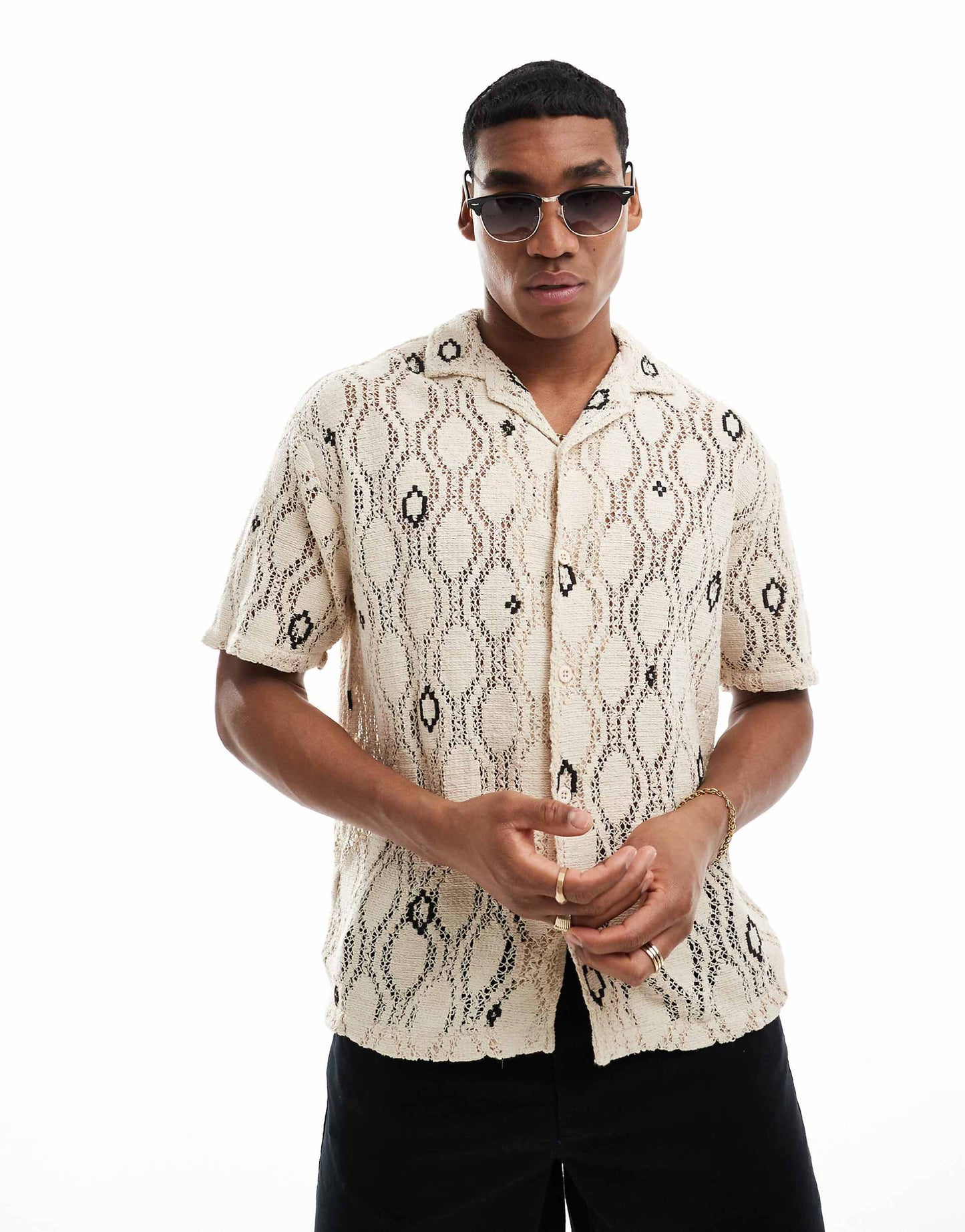 Crochet Revere Neck Shirt