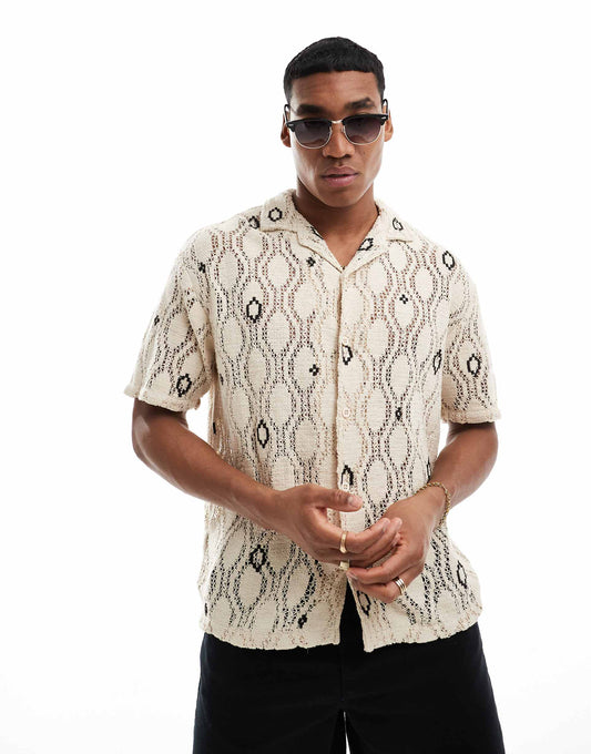 Crochet Revere Neck Shirt
