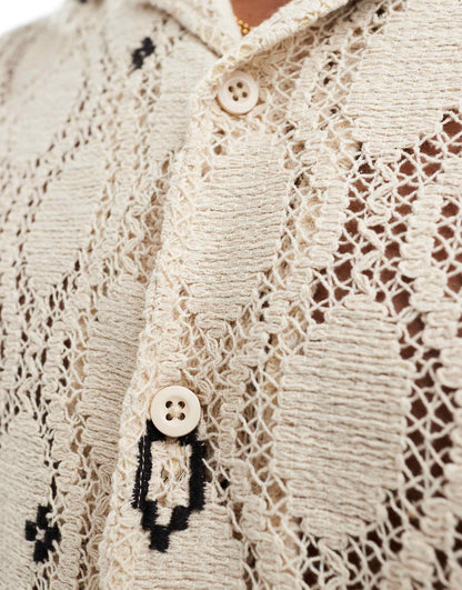Crochet Revere Neck Shirt