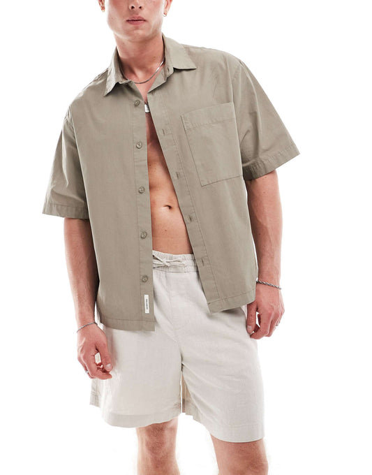 Boxy Fit Revere Neck Shirt