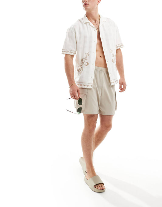 Embroidered Revere Neck Shirt