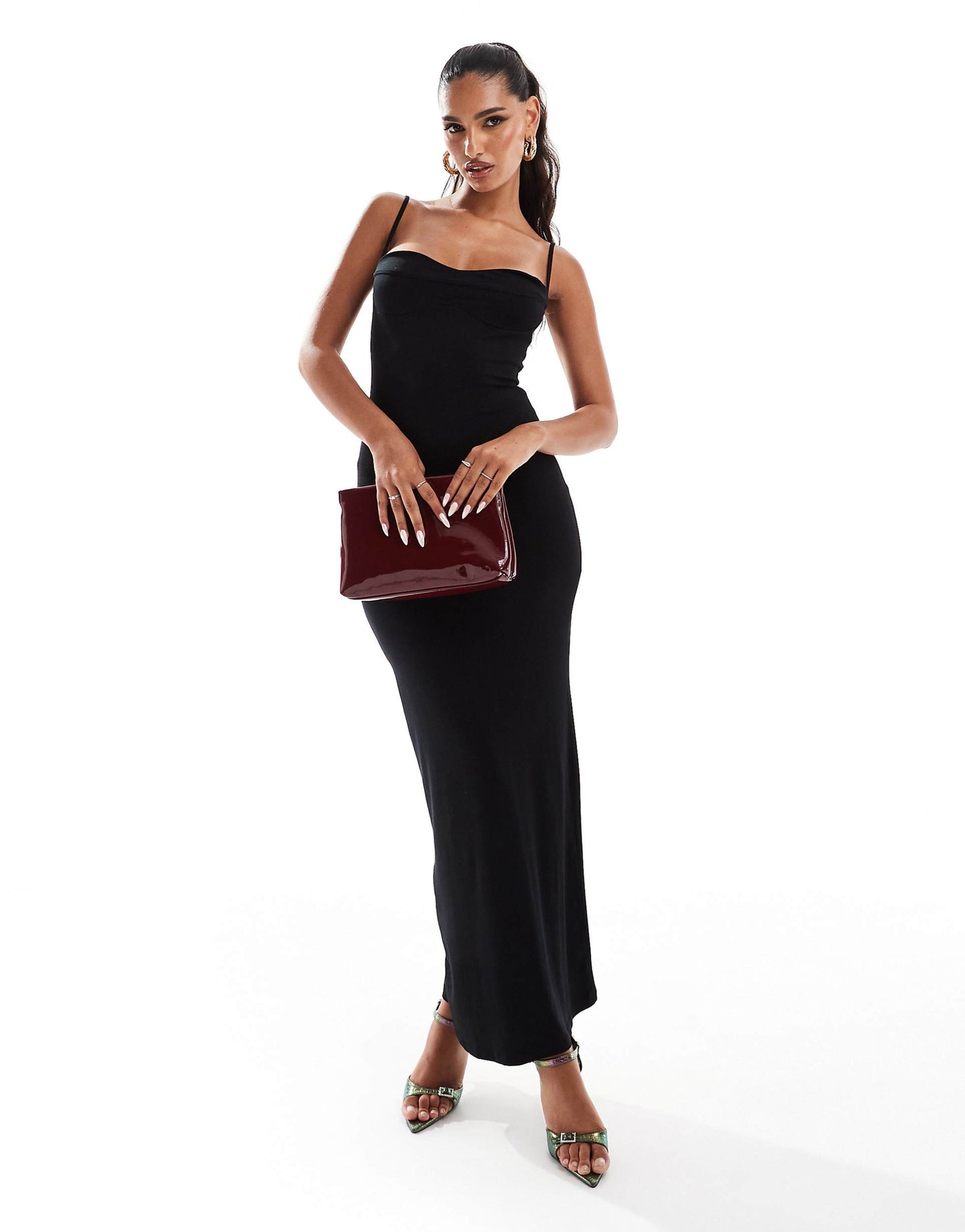 Strappy Cami Maxi Dress With Bust Seaming