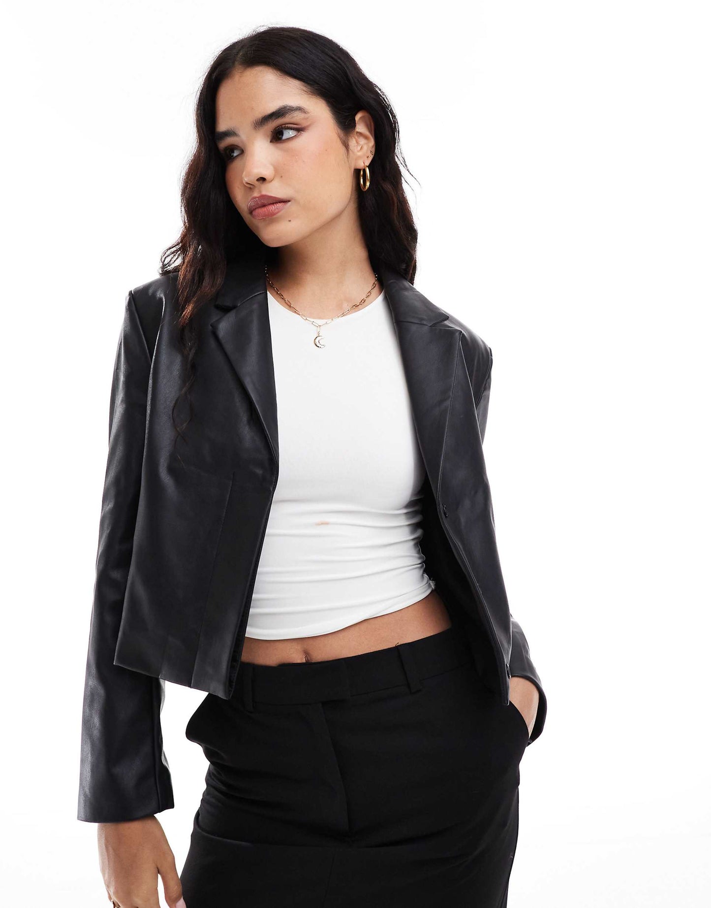 Boxy Faux Leather Blazer