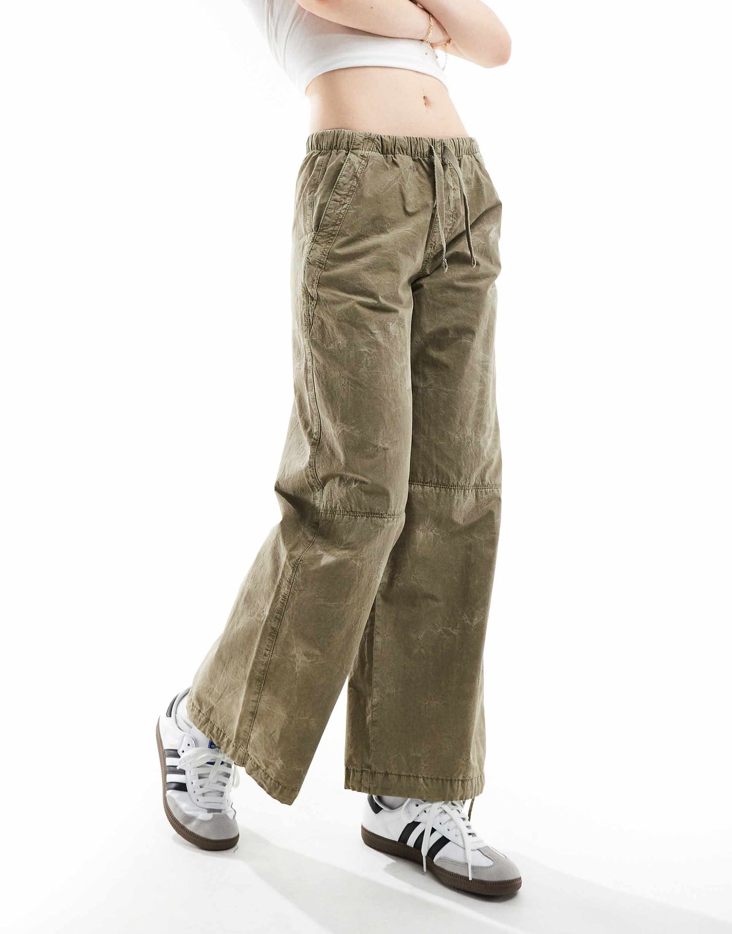 Drawstring Hem Relaxed Poplin Trouser