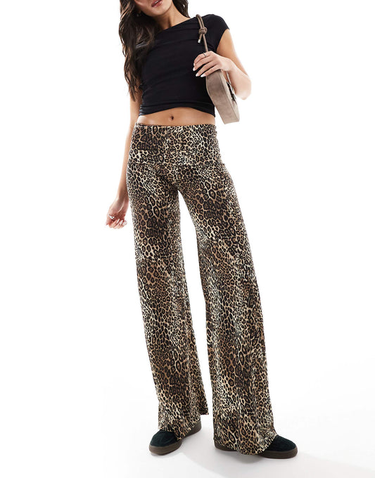 Fold Over Waist Wide Leg Trouser