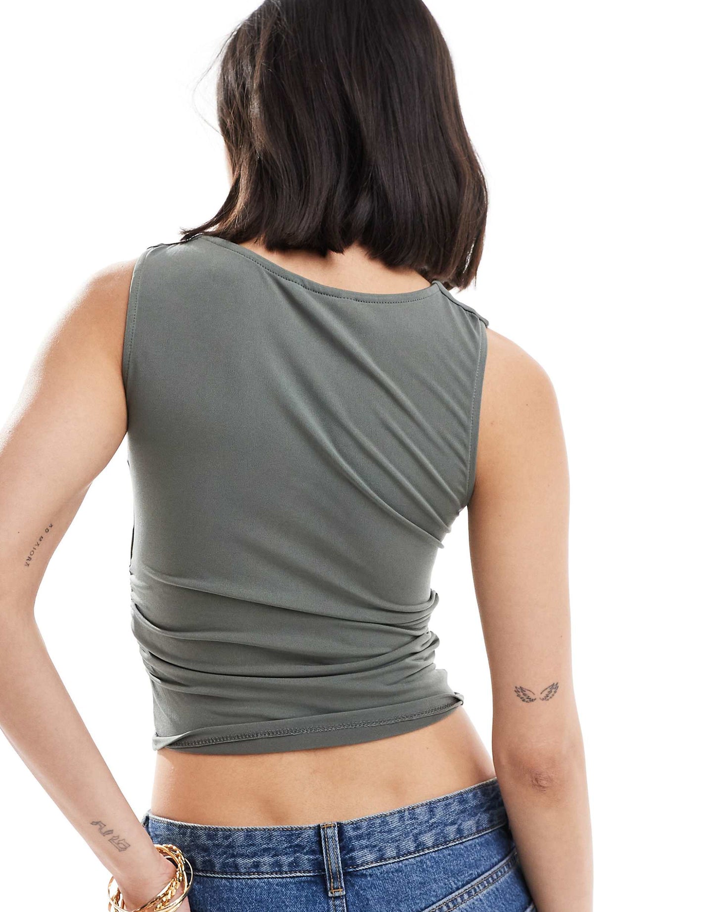 Boat Neck Top With Ruched Detail