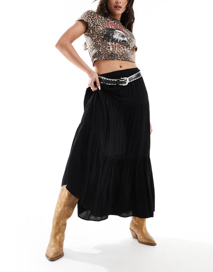 Boho Crinkle Maxi Skirt