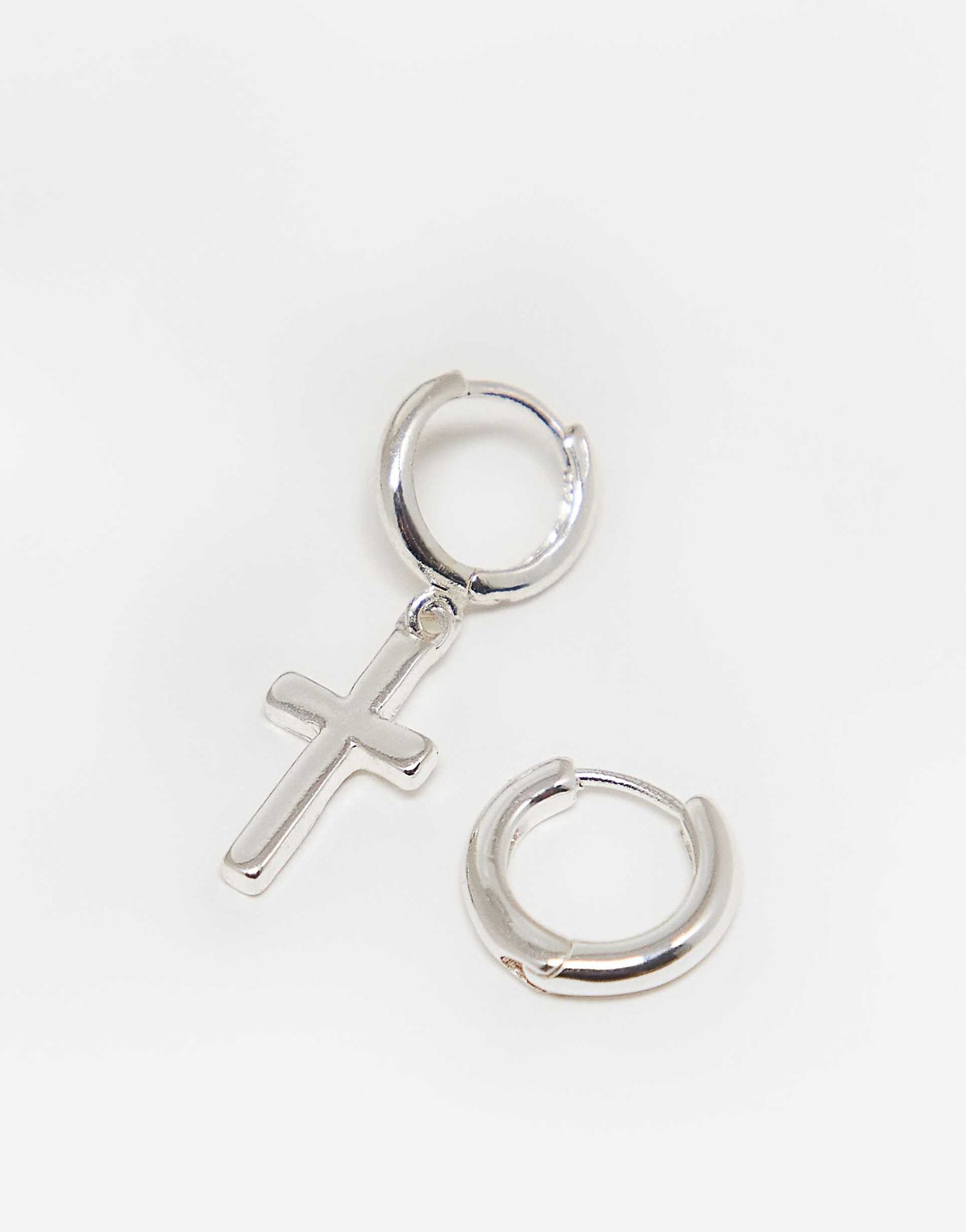 2 Pack Silver Plated Hoop And Cross Earring