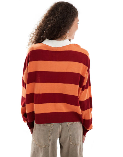 Polo Stripe Jumper With Rugby Collar