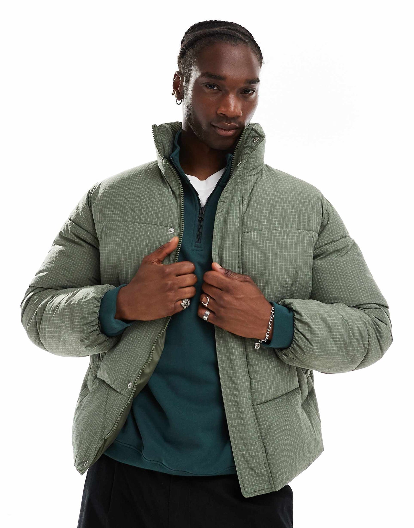 Funnel Neck Ripstop Padded Puffer Jacket