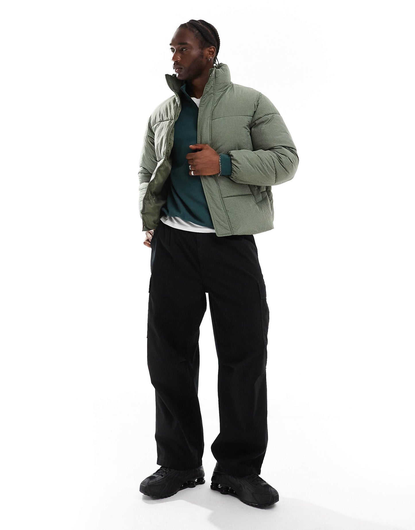 Funnel Neck Ripstop Padded Puffer Jacket