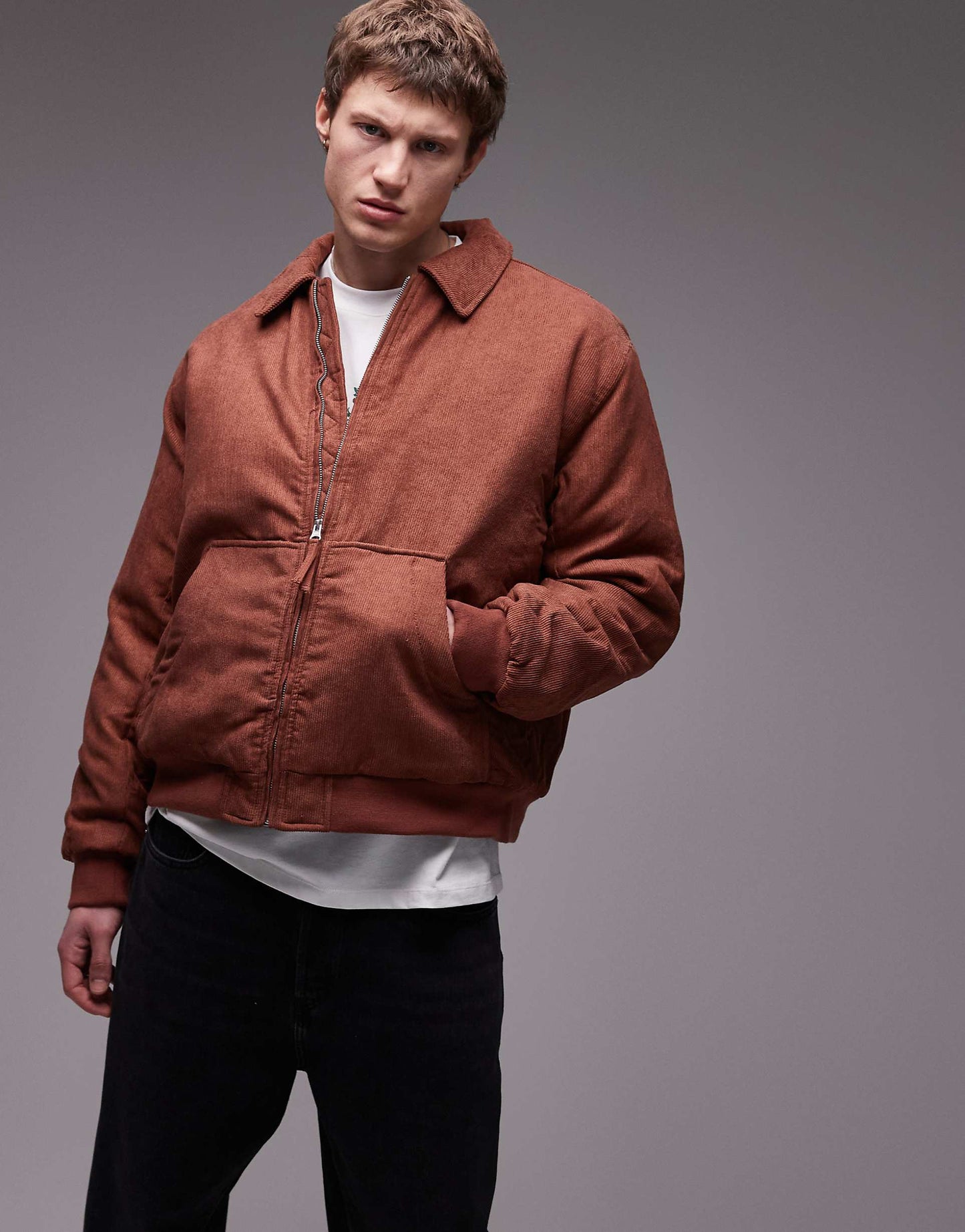 Relaxed Fit Cord Bomber Jacket