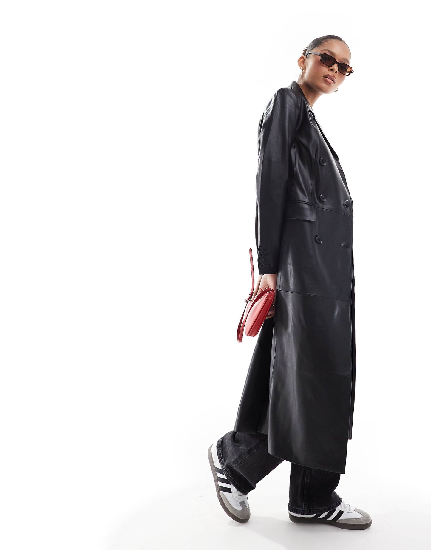 Longline Faux Leather Coat