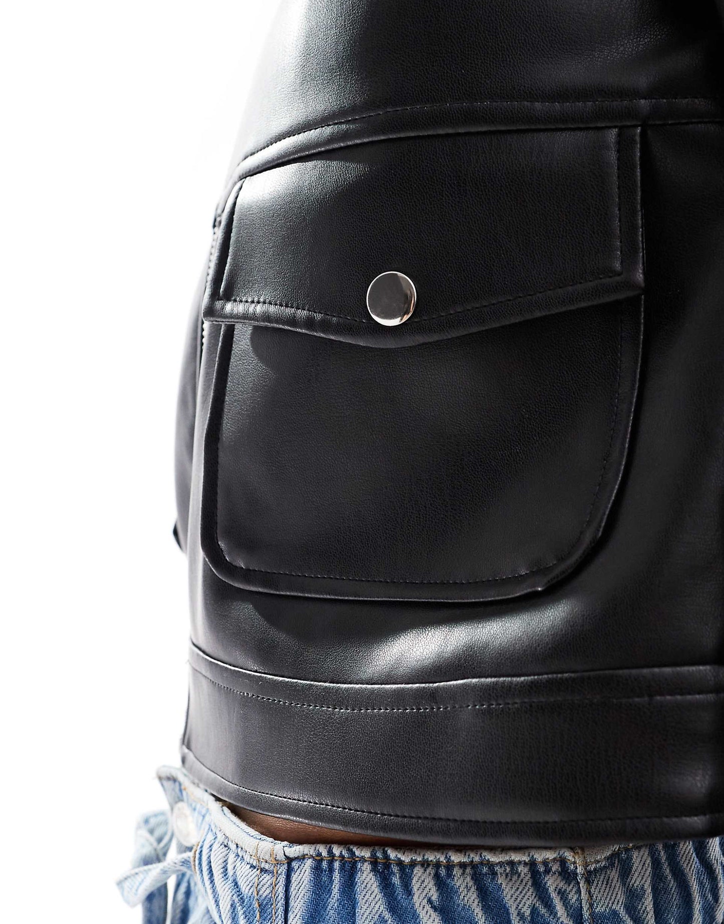Faux Leather Trucker Jacket