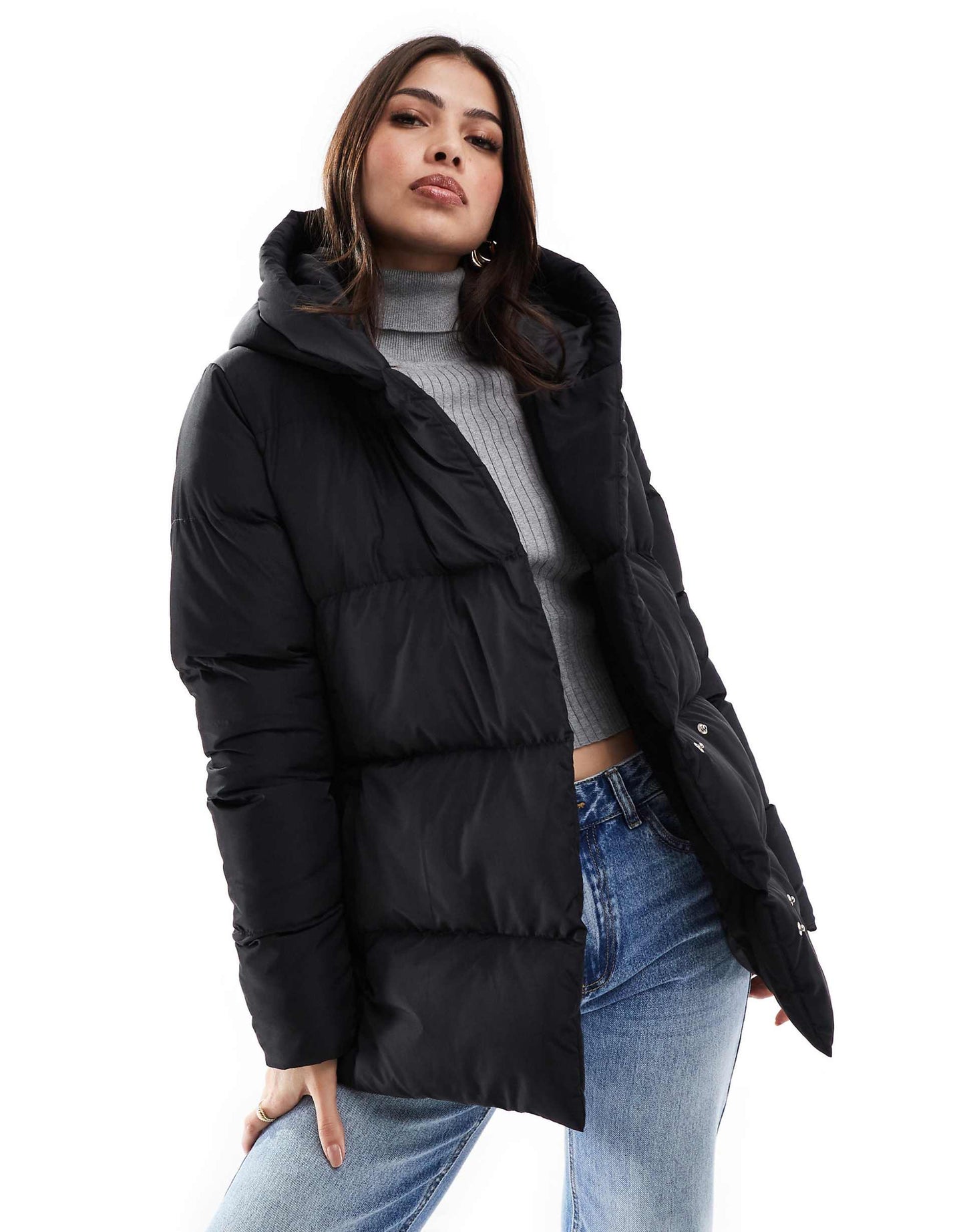 Side Fasten Hooded Puffer