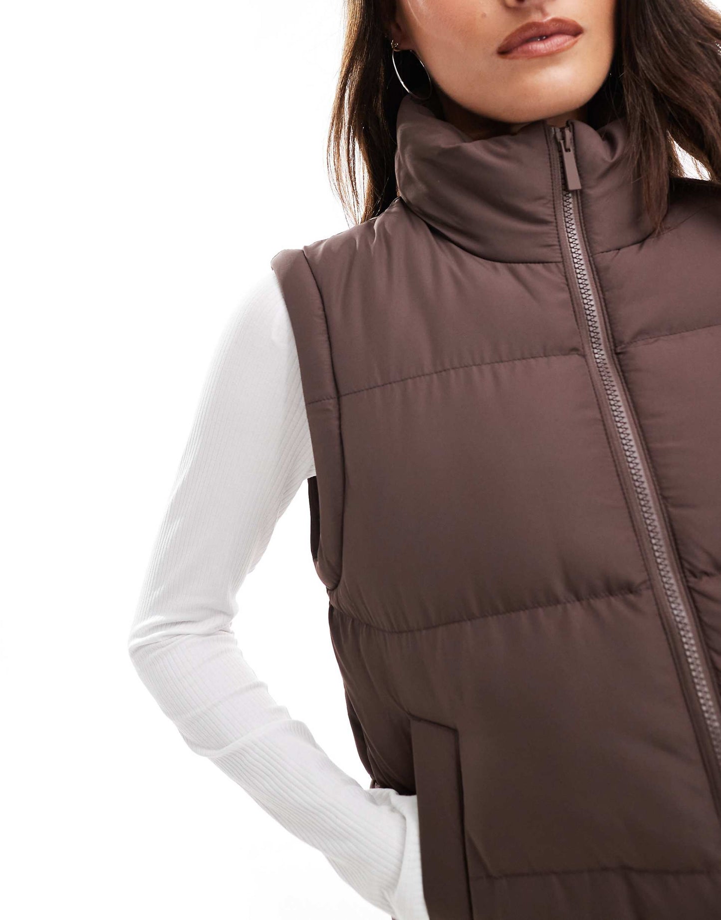 Short Zip Up Puffer Jacket With Detachable Sleeves