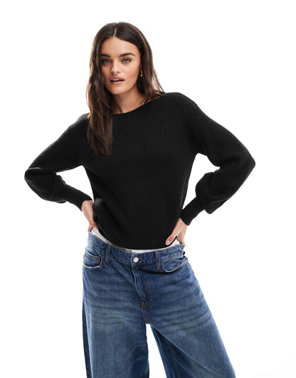 Boat Neck Knitted Jumper